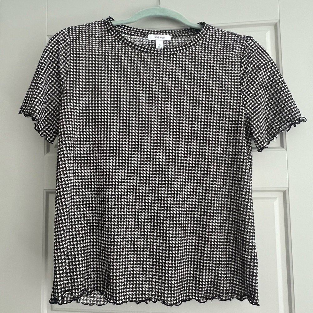 Nine West Black and White Houndstooth Women's Top